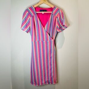 Cute Colourful Striped Wrap-Dress